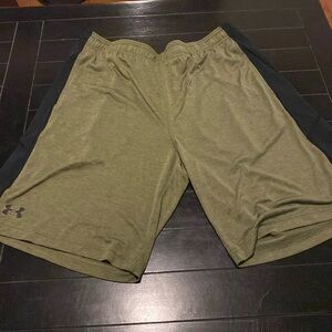 Under Armour athletic shorts , Olive green with black stripes on sides, XL
